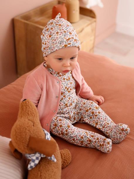 Bio-Kollektion: Baby Geschenk-Set aus Body, Latzhose, Mütze & Cordjacke, personalisierbar aqua+rosa 13