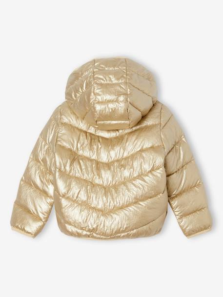 Glänzende Mädchen Light-Steppjacke mit Kapuze, Recycling-Polyester gold 4