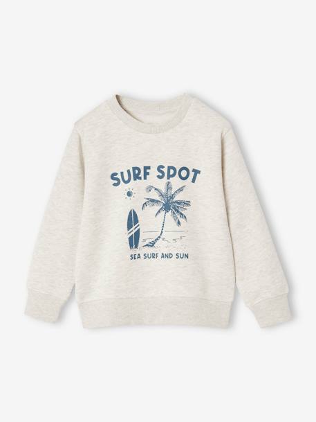 Jungen Sweatshirt BASIC mit Print und Recycling-Polyester aqua+blau+weiß meliert 7