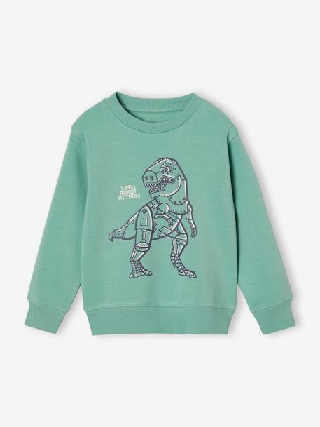 Jungen Sweatshirt BASIC mit Print und Recycling-Polyester aqua+blau+weiß meliert 1