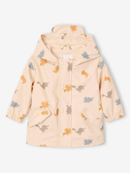 Baby Regenjacke mit Kapuze und Dinosauriern vanille 3