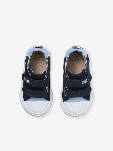 Baby Stoffsneakers mit Klettriemchen beige bedruckt+hellblau+khaki+marine 26