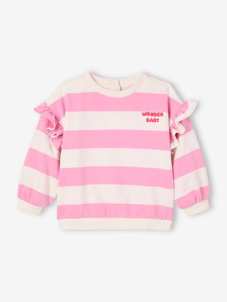 Mädchen Baby Sweatshirt mit Schriftzug und Recycling-Polyester bonbon rosa 1