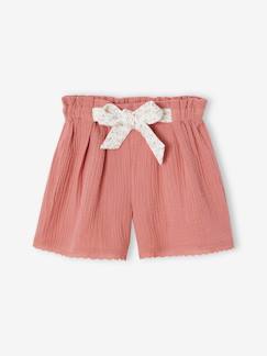 Maedchenkleidung-Shorts & Bermudas-Mädchen Paperbag-Shorts aus Baumwoll-Musselin