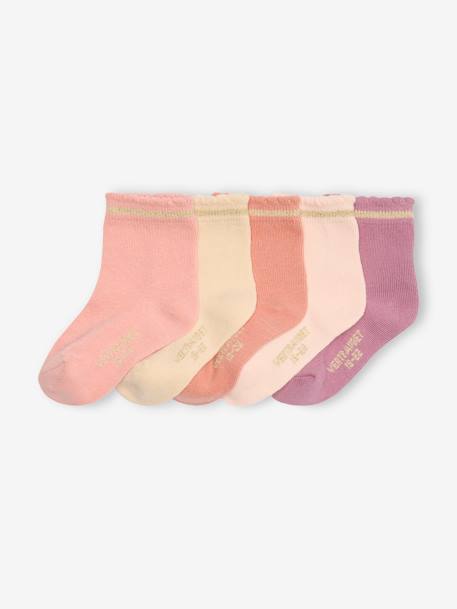 5er-Pack Mädchen Baby Glitzersocken BASICS OEKO-TEX® pudrig rosa+rosa 1