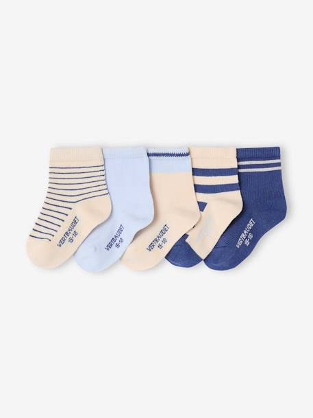 5er-Pack gestreifte Baby Socken BASIC Oeko-Tex blau 1