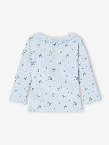 Bio-Kollektion: geripptes Baby Shirt mit langen Ärmeln hellrosa+himmelblau 9