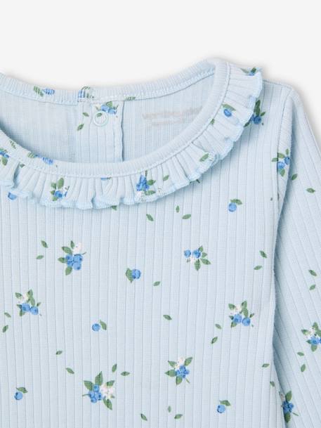 Bio-Kollektion: geripptes Baby Shirt mit langen Ärmeln hellrosa+himmelblau 6