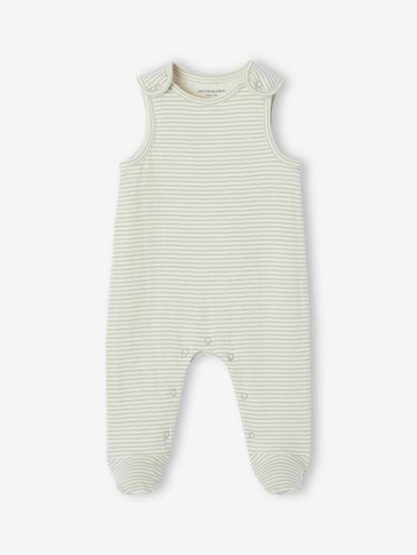 Bio-Kollektion: Baby Geschenk-Set aus Body, Latzhose, Mütze & Cordjacke, personalisierbar aqua+rosa 4