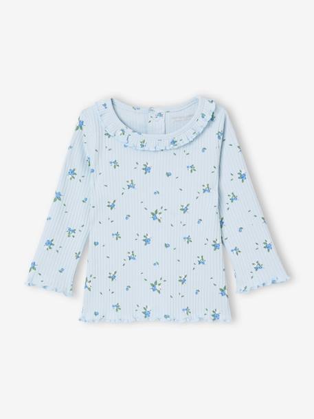 Bio-Kollektion: geripptes Baby Shirt mit langen Ärmeln hellrosa+himmelblau 5