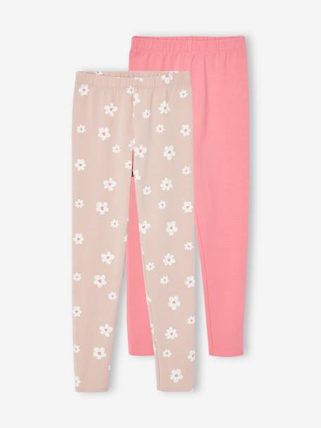 2er-Pack Mädchen Leggings BASIC anthrazit+beige+pack nachtblau margeriten+pack salbeigrün+pudrig rosa+smaragdgrün 26