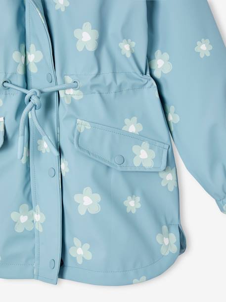 Mädchen Regenjacke mit Zauber-Trick aprikose pudrig+aqua gänseblümchen+himmelblau 20