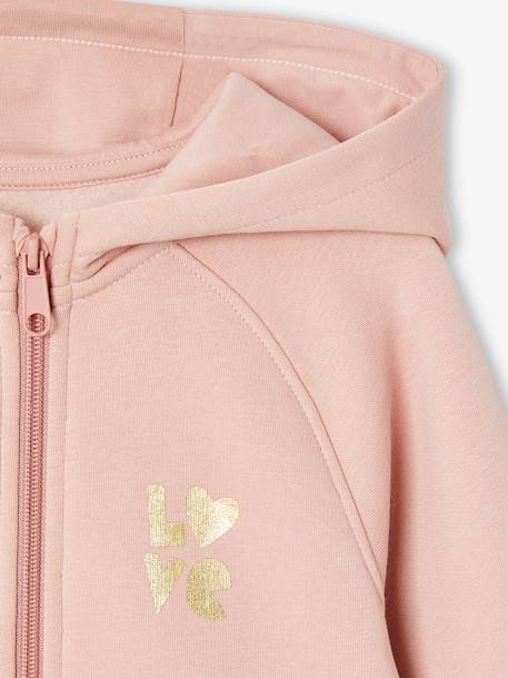 Mädchen Kapuzensweatjacke für Sport und Freizeit mit Recycling-Polyester rosa 3