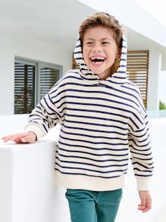 Jungenkleidung-Pullover, Strickjacken, Sweatshirts-Gestreiftes Jungen Kapuzensweatshirt