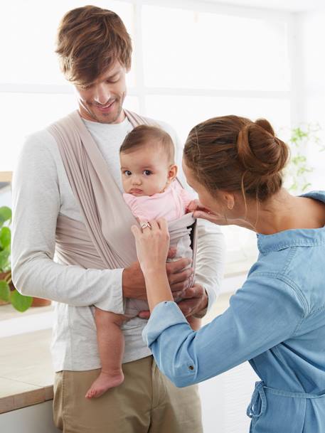 Baby Tragetuch Oeko-Tex grau meliert+weiß geblümt/flora 11