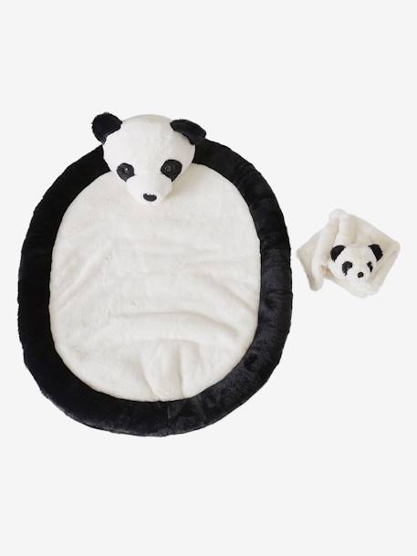 Baby-Geschenkset: Schmusetuch + Babydecke, Panda weiß/schwarz 4