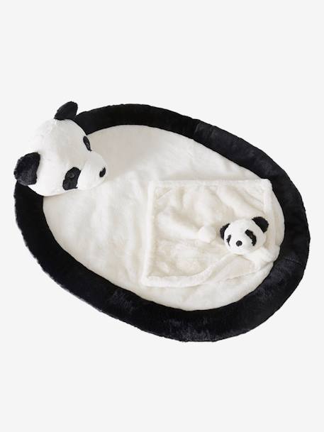 Baby-Geschenkset: Schmusetuch + Babydecke, Panda weiß/schwarz 3