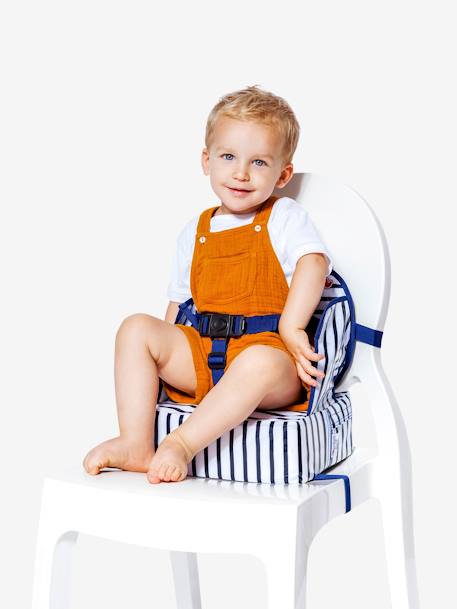 Kinder Stuhl-Sitzerhöhung EASY UP BABYTOLOVE dunkelblau gestreift+grau/sterne+weiß bedruckt zitronen 2