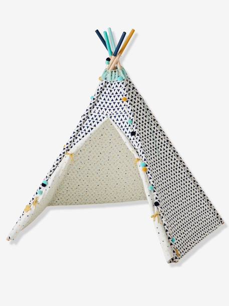 Kinder Spielzelt SIOUX, wendbares Tipi mit Holzstangen, FSC® - weiß/blau bedruckt - 4