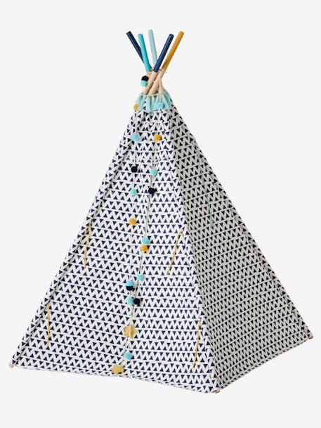 Kinder Spielzelt SIOUX, wendbares Tipi mit Holzstangen, FSC® - weiß/blau bedruckt - 5