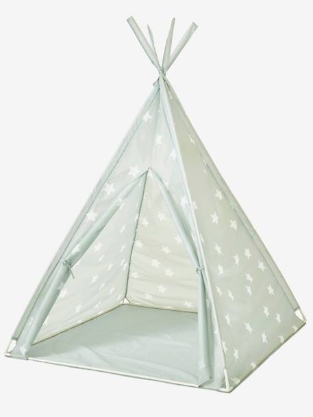 Kinder Spielzelt, Tipi INKA - grau/sterne+zartrosa bedruckt - 1