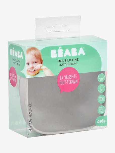 Baby Esslern-Schale mit Saugnapf BEABA grau+grün 3