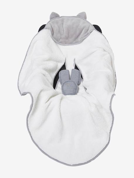 Einschlagdecke für Babyschale, Mikrofaser/Fleece Oeko-Tex, personalisierbar - weiß/grau - 3