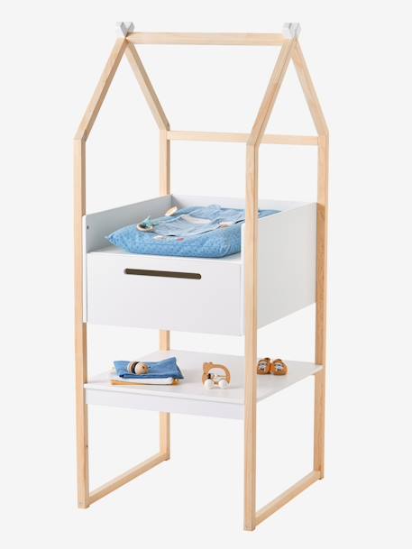 Babyzimmer Wickeltisch TIPILI, Hausform - weiß/natur - 1