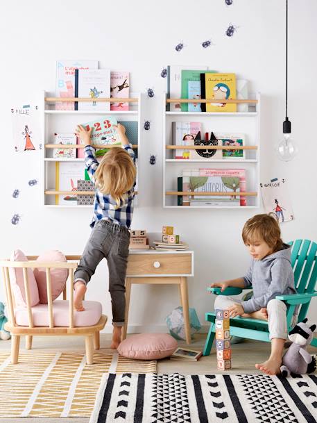 Kinderzimmer Bücherregal KONFETTI, 3 Böden weiß/natur 2