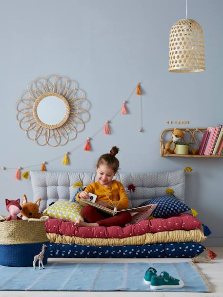 Kinderzimmer Spiegel, Bambus-Geflecht hellbraun 3