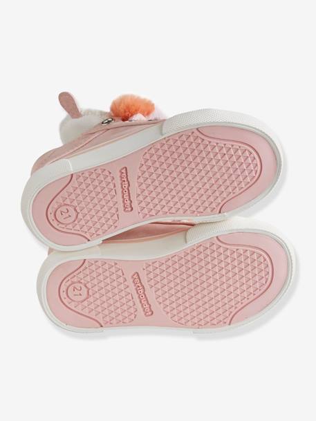 Mädchen Baby High Sneakers mit 3 Pompons wollweiß/pfirsich 6