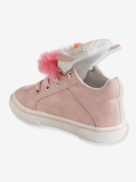 Mädchen Baby High Sneakers mit 3 Pompons wollweiß/pfirsich 4