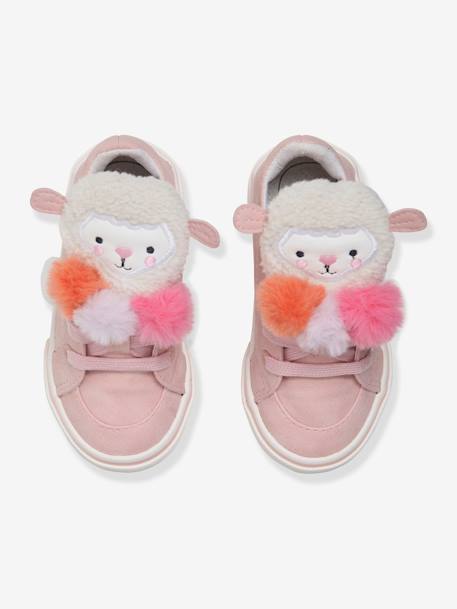 Mädchen Baby High Sneakers mit 3 Pompons wollweiß/pfirsich 5