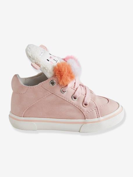 Mädchen Baby High Sneakers mit 3 Pompons wollweiß/pfirsich 3