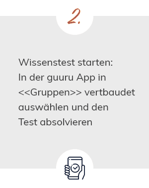 Wissenstest starten: In der guuru App in - Gruppen - vertbaudet auswählen und den Test absolvieren