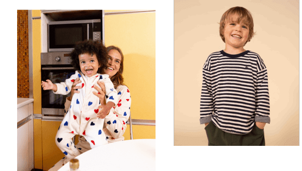 Mutter und Kinder im Petit Bateau-Outfit