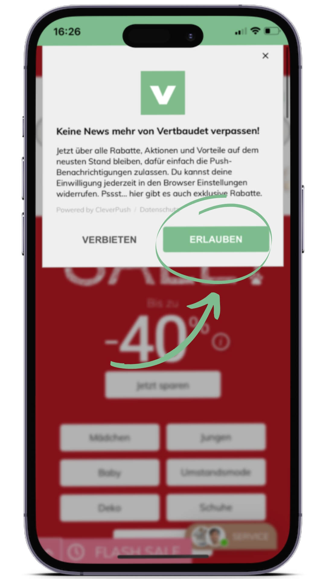 Anleitung Homescreen-Button, vertbaudet-App IOS einrichten