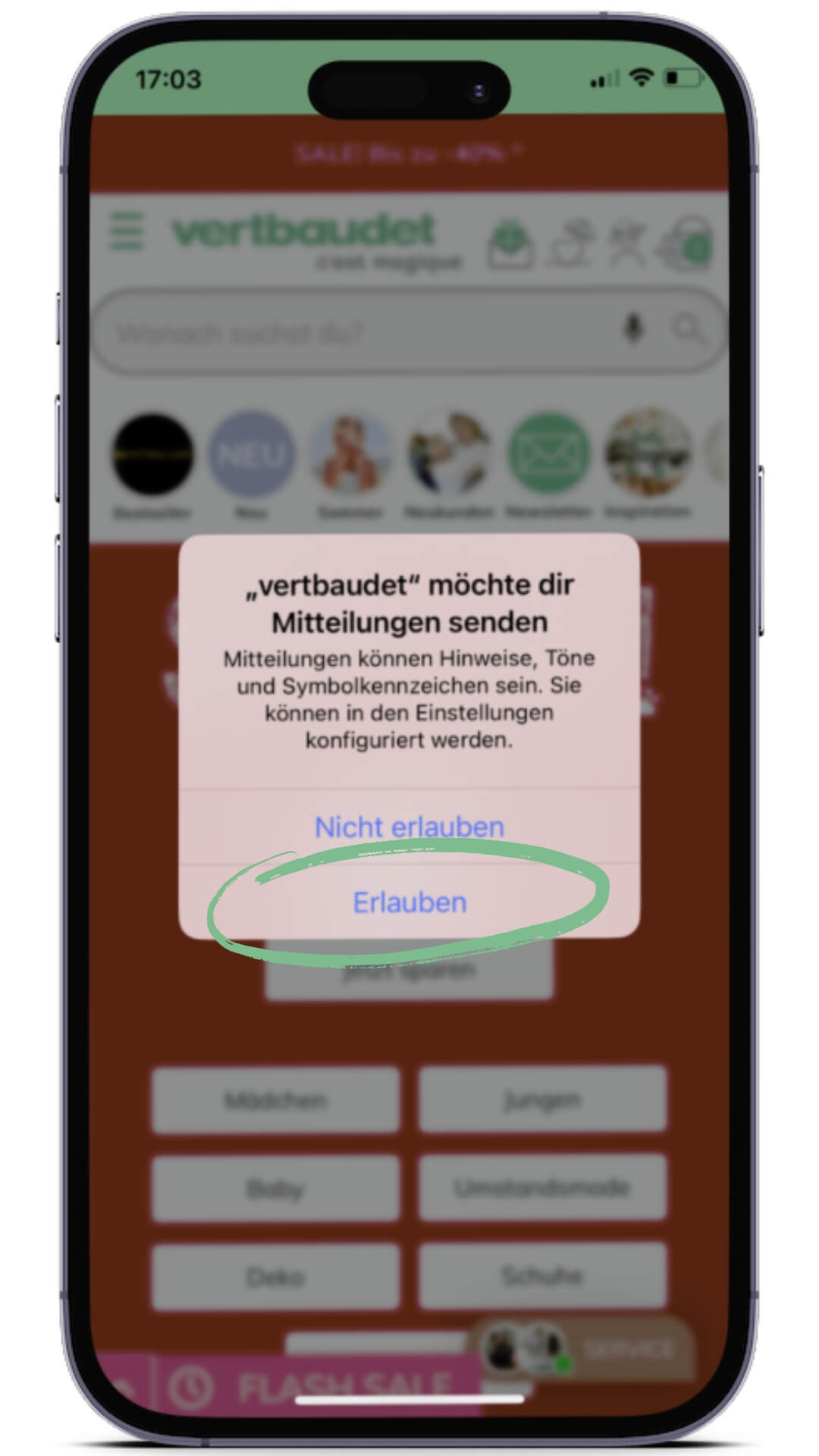 Anleitung Homescreen-Button, vertbaudet-App IOS einrichten