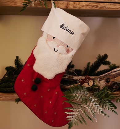 Kinder Weihnachtsstrumpf WEIHNACHTSMANN, personalisierbar - rot